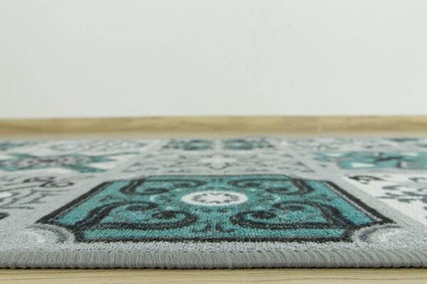 Protišmykový behúň Patchwork - tyrkys