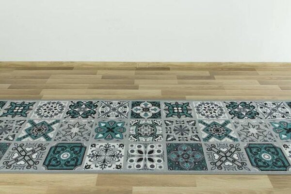 Protišmykový behúň Patchwork - tyrkys