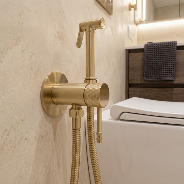 Rea, Podomietková bidetová batéria Rea Lungo Loop Diamond Brush Gold, REA-B3330