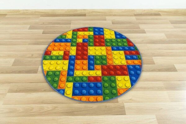Detský koberec kocky lego viacfarebný kruh