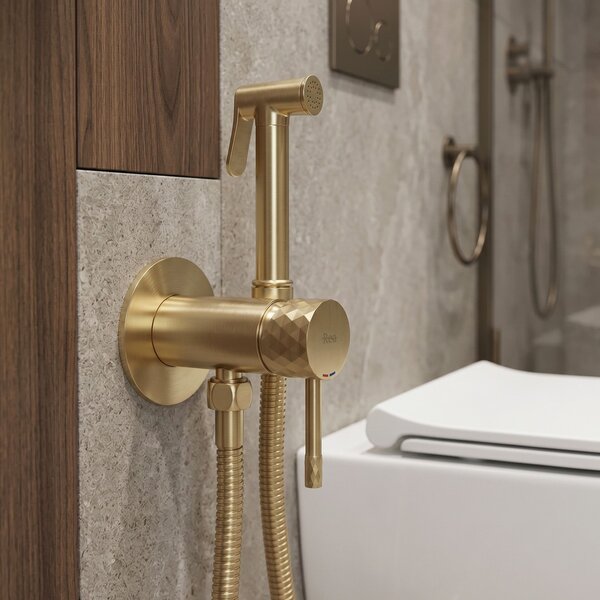 Rea, Podomietková bidetová batéria Rea Lungo Loop Diamond Brush Gold, REA-B3330