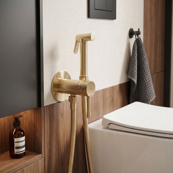 Rea, Podomietková bidetová batéria Rea Lungo Loop Diamond Brush Gold, REA-B3330