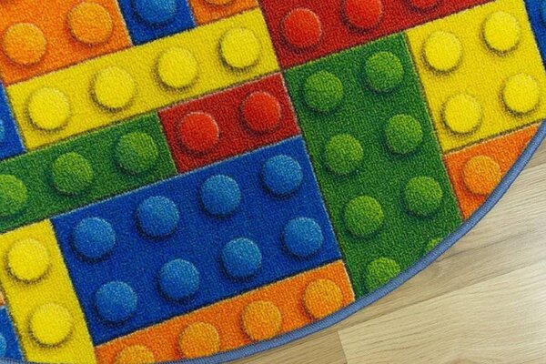 Detský koberec kocky lego viacfarebný kruh
