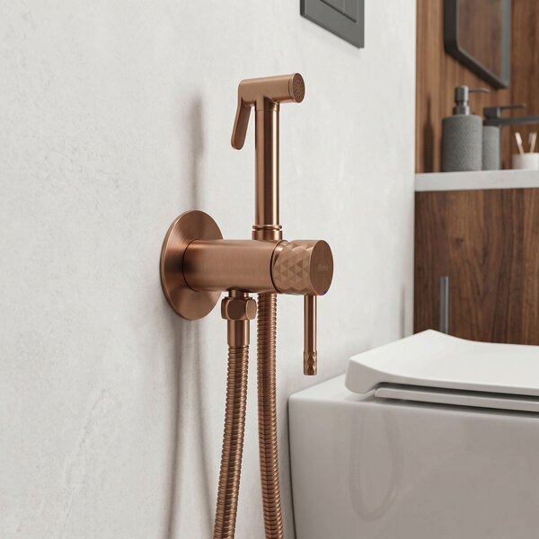 Rea, Podomietková bidetová batéria Rea Lungo Loop Diamond Brush Copper, REA-B3331