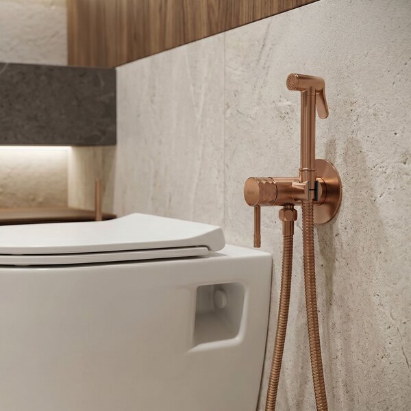 Rea, Podomietková bidetová batéria Rea Lungo Loop Diamond Brush Copper, REA-B3331