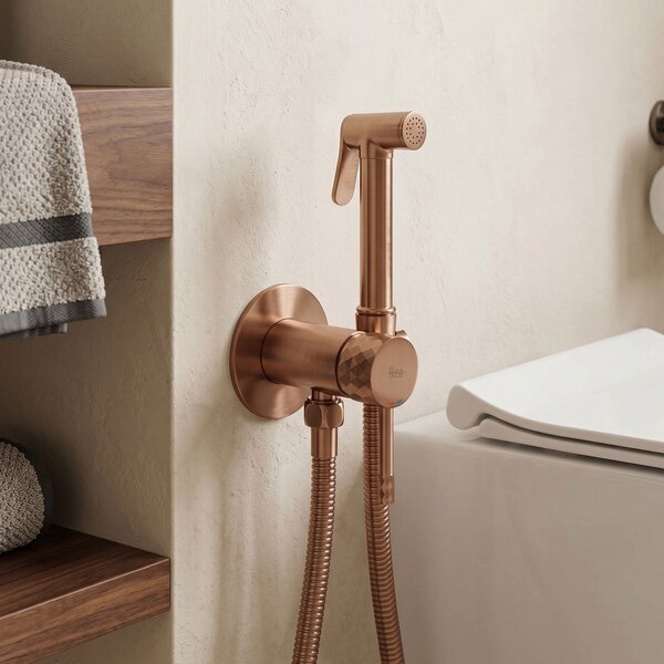 Rea, Podomietková bidetová batéria Rea Lungo Loop Diamond Brush Copper, REA-B3331
