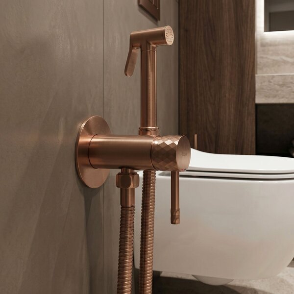 Rea, Podomietková bidetová batéria Rea Lungo Loop Diamond Brush Copper, REA-B3331