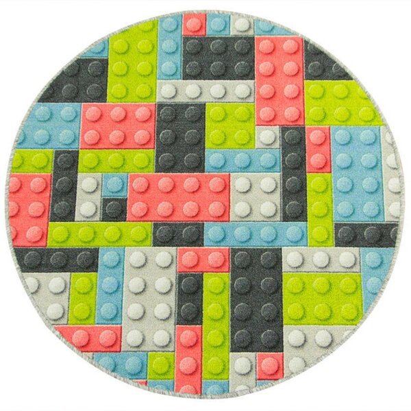 Detský koberec pastelové kocky lego 2 viacfarebný kruh