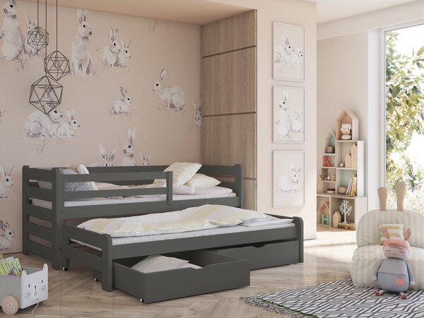 NovýNábytok.sk Detská posteľ 90 cm Simo (grafit) (s roštom). Akcia -20%. Vlastná spoľahlivá doprava až k Vám domov. 615022