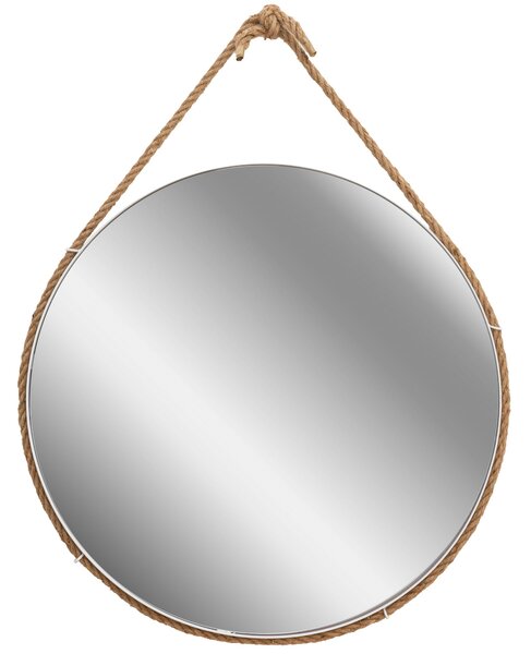 Tutumi - Okrúhle zrkadlo na lane 60cm, biela-hnedá, HOM-00995