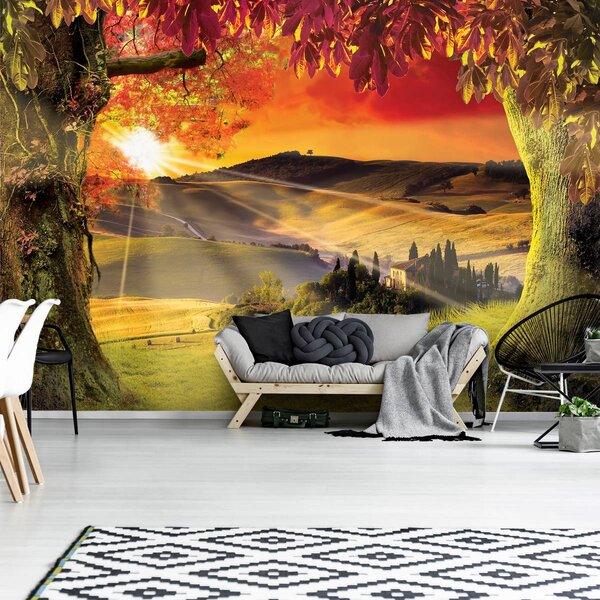 Fototapeta - Toskánsko pri západe slnka (152,5x104 cm)