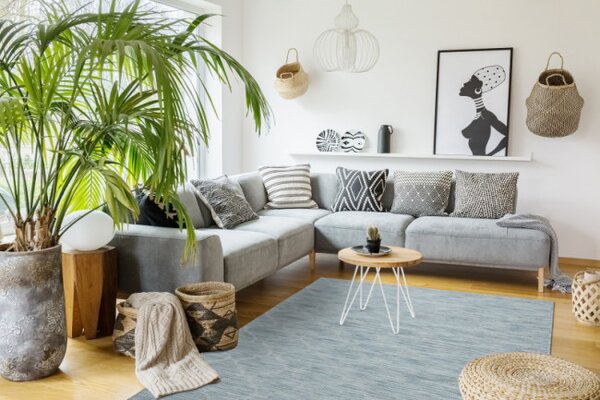 Koberec šnúrkový SIZAL PATIO ploské tkanie 3069 koniczyna marokánska - morsky modrý