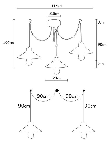 Závesné svietidlo v medenej farbe s kovovým tienidlom ø 114 cm Manavgat – Opviq lights