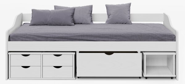 KONDELA Posteľ s úložným priestorom, biela, masív, 90x200, MAXI NEW