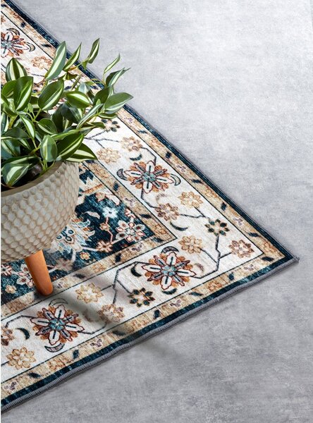 Modrý koberec 80x150 cm Saveh Blue Cream – Elle Decoration