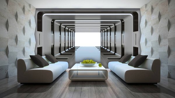 Fototapeta - 3D strieborný tunel (152,5x104 cm)