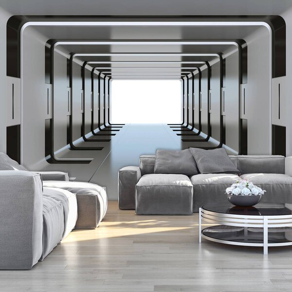 Fototapeta - 3D strieborný tunel (152,5x104 cm)