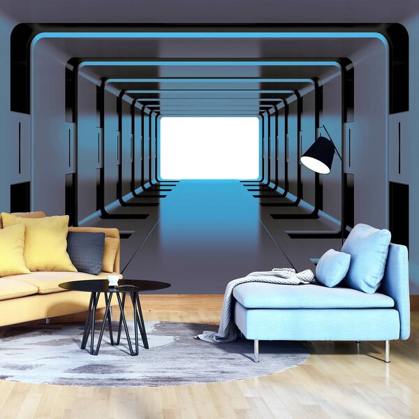 Fototapeta - Modrý 3D tunel (152,5x104 cm)