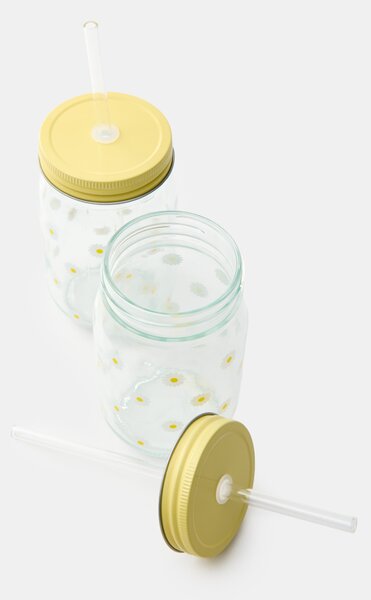 Sinsay - Súprava pohárov so slamkami s motívom sedmokrások 2 pack - viacfarebná