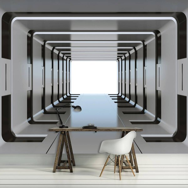 Fototapeta - 3D strieborný tunel (152,5x104 cm)