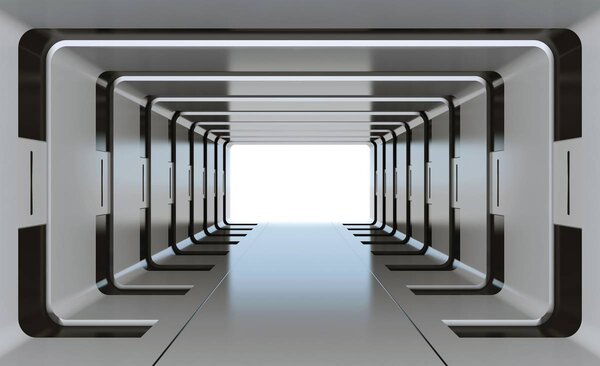 Fototapeta - 3D strieborný tunel (152,5x104 cm)