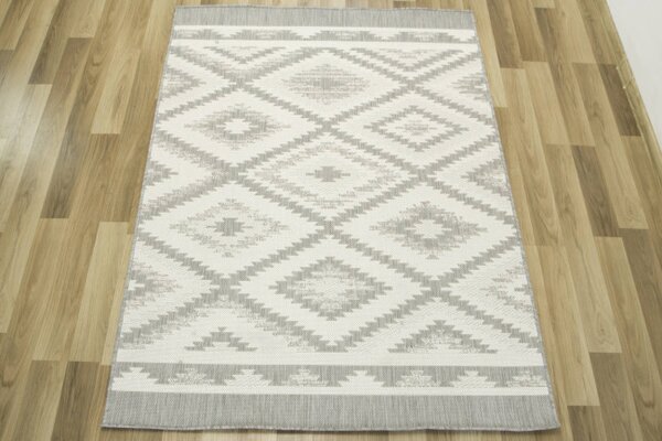 Šnúrkový koberec Berg 28364/34 Aztec Romby - sivý / krém