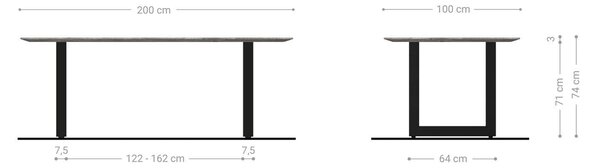 DELIFE Jedálenský stôl Edge oválny 200x100x2,5-3 cm dub prírodný nerezová oceľ široký švajčiarska hrana
