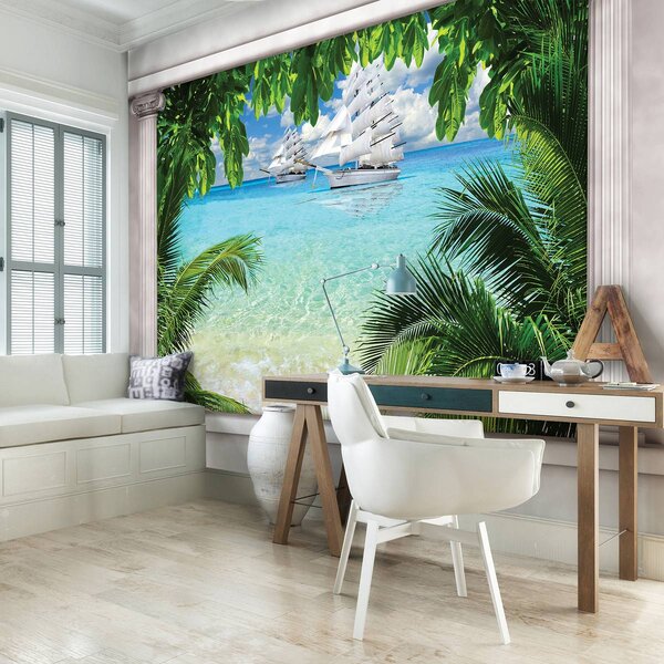 Fototapeta - Loď na oceáne (152,5x104 cm)