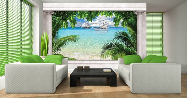 Fototapeta - Loď na oceáne (152,5x104 cm)