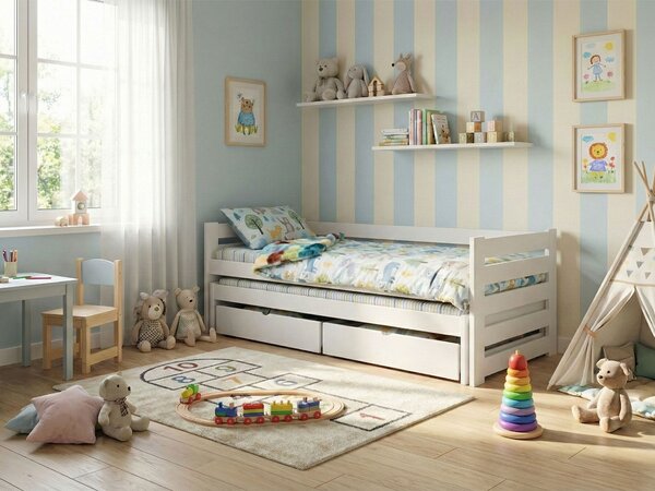 Wilsondo Detská posteľ s prístelkou Veronika 7 90x200 - biela