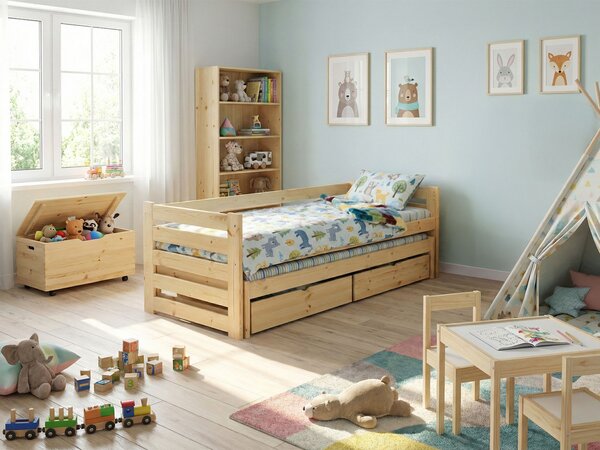 Wilsondo Detská posteľ s prístelkou Veronika 7 90x200 - prírodná