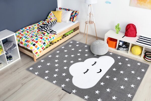 Dywany Łuszczów , Detský kusový koberec Petit Cloud stars grey, 140x190, šedá, detská izba