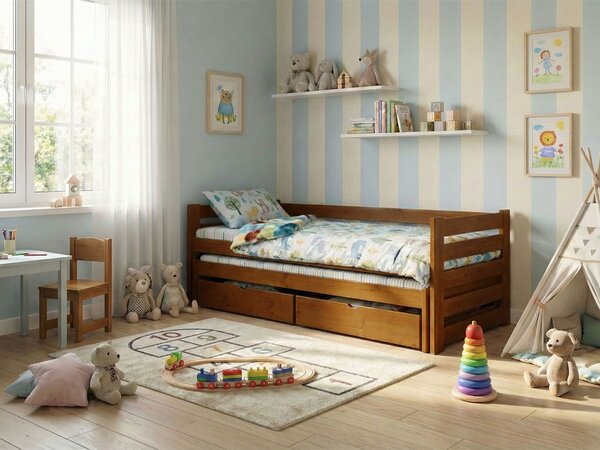Wilsondo Detská posteľ s prístelkou Veronika 7 90x200 - dub