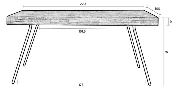 Jedálenský stôl z teakového dreva 100x220 cm Suri – White Label