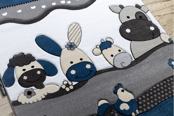 Dywany Łuszczów , Detský kusový koberec Petit Farm animals blue, 120x170, modrá, detská izba