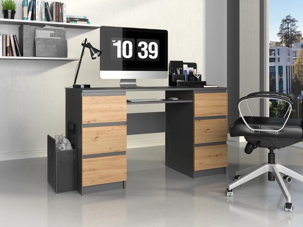 TP Living Písací stôl Kuba antracit/dub artisan