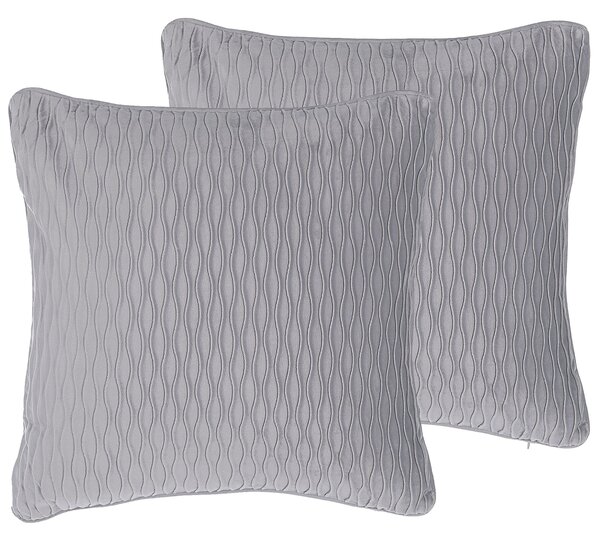 Sada 2 dekoratívnych vankúšov sivá polyester 45 x 45 cm štvorcový tvar bez vzoru moderný klasický štýl doplnky