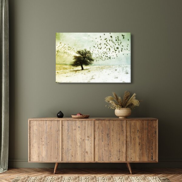Obraz - Maľovaný kŕdeľ vtákov (90x60 cm)