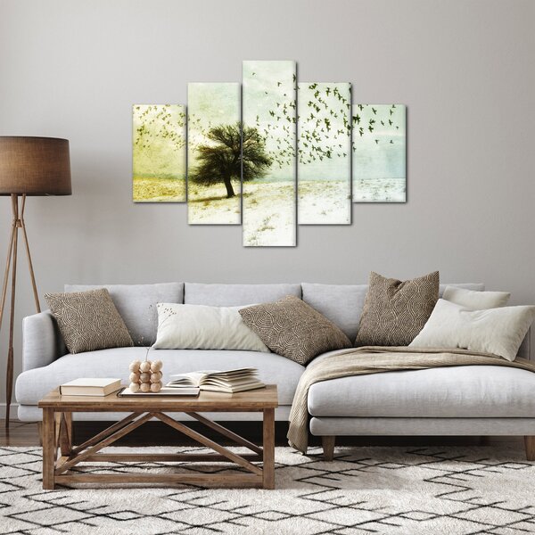 Obraz - Maľovaný kŕdeľ vtákov (150x105 cm)
