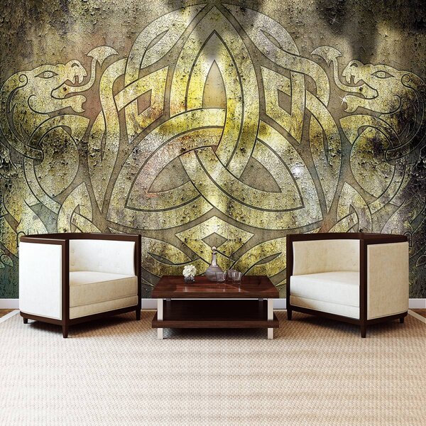 Fototapeta - Zlatá a biela abstrakcia (152,5x104 cm)