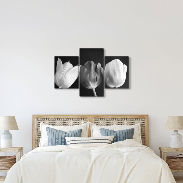Obraz - Čiernobiele kvety tulipánov (90x60 cm)
