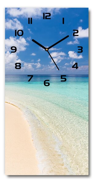 Nástenné sklenené hodiny Pláž Maldivy