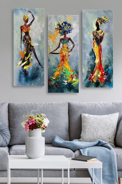 Hanah Home Súbor obrazov Africké ženy 20x50 cm 3 ks