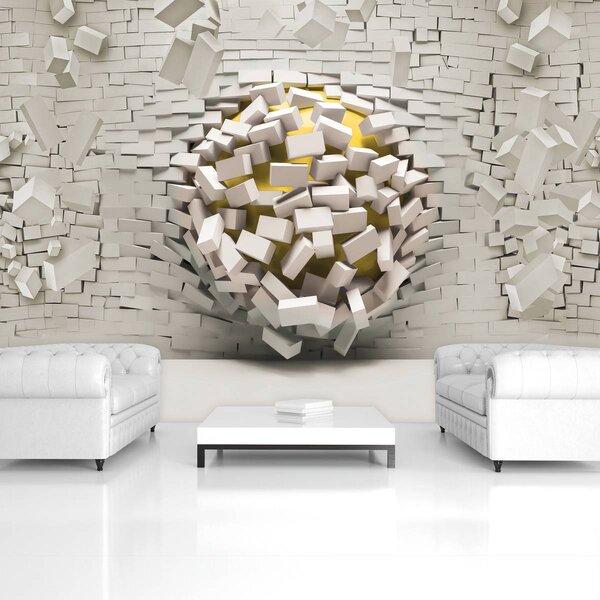 Fototapeta - 3D múr s loptou (152,5x104 cm)