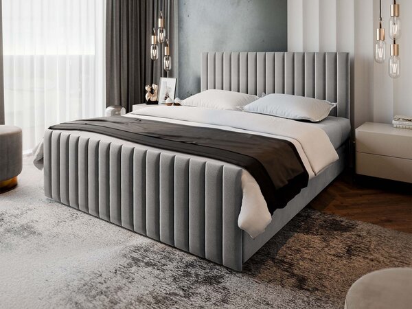 Čalúnená boxspring manželská posteľ Arion 180x200 - svetlosivá