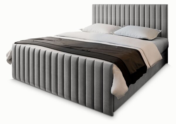 Čalúnená boxspring manželská posteľ Arion 180x200 - svetlosivá
