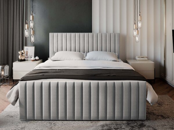 Čalúnená boxspring manželská posteľ Arion 180x200 - svetlosivá
