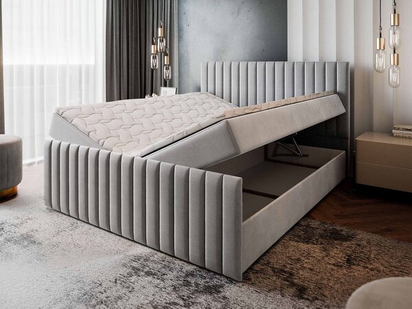 Čalúnená boxspring manželská posteľ Arion 180x200 - svetlosivá