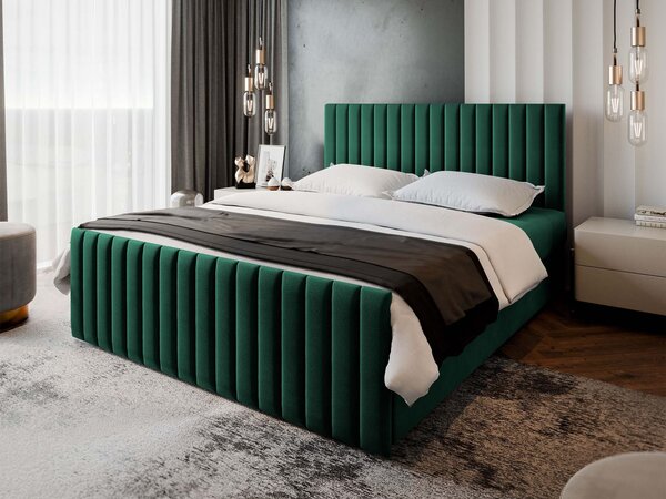Čalúnená boxspring manželská posteľ Arion 180x200 - zelená