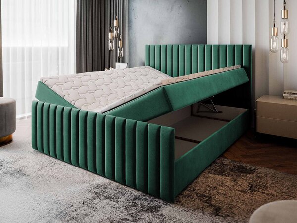Čalúnená boxspring manželská posteľ Arion 180x200 - zelená